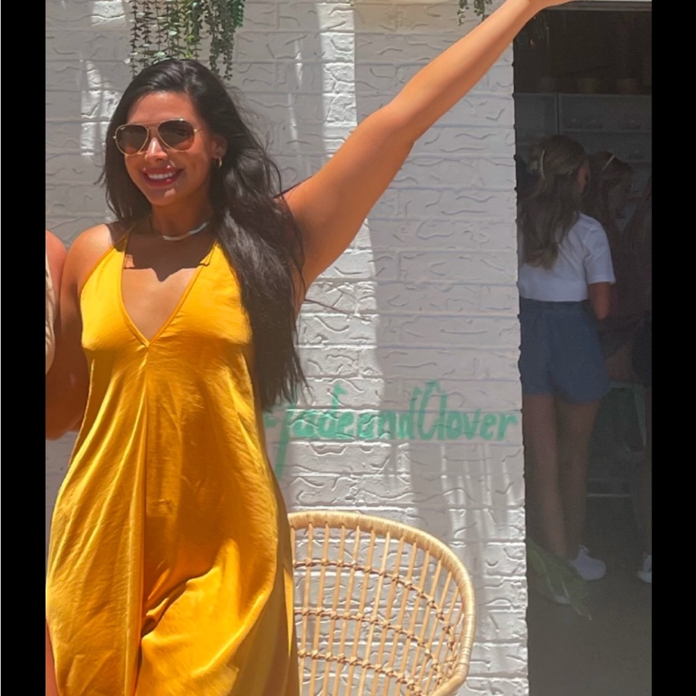 Chic Mustard Yellow Silk Sundress